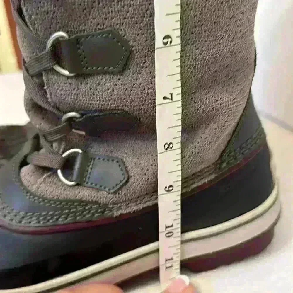 Sorel Women's Tivoli Boot Waterproof Snow Winter Gray Leather Mid Lace Up Size 7